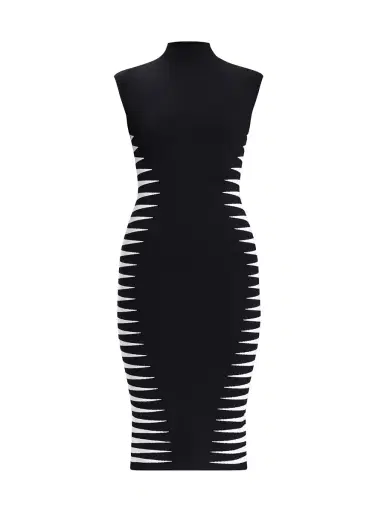 Hervé Léger Women's Colorblock Intarsia-Knit Midi-Dress - Black Alabaster | Thumbnail 9 Hervé Léger Women's Colorblock Intarsia-Knit Midi-Dress - Black Alabaster | Thumbnail 9