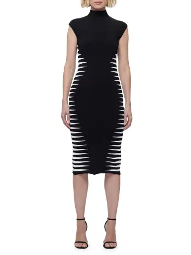 Hervé Léger Women's Colorblock Intarsia-Knit Midi-Dress - Black Alabaster | Thumbnail 1 Hervé Léger Women's Colorblock Intarsia-Knit Midi-Dress - Black Alabaster | Thumbnail 1