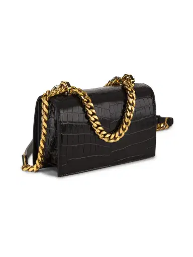 Alexander McQueen Women's Mini The Jeweled Embossed-Leather Satchel Bag - Black | Thumbnail 2 Alexander McQueen Women's Mini The Jeweled Embossed-Leather Satchel Bag - Black | Thumbnail 2