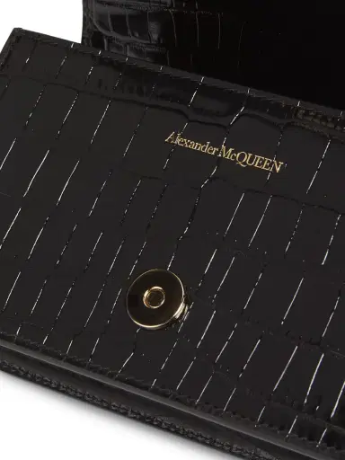 Alexander McQueen Women's Mini The Jeweled Embossed-Leather Satchel Bag - Black | Thumbnail 5 Alexander McQueen Women's Mini The Jeweled Embossed-Leather Satchel Bag - Black | Thumbnail 5