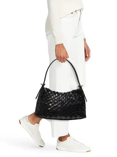 Dragon Diffusion Women's Salvage Woven Leather Hobo Bag - Black | Thumbnail 2 Dragon Diffusion Women's Salvage Woven Leather Hobo Bag - Black | Thumbnail 2