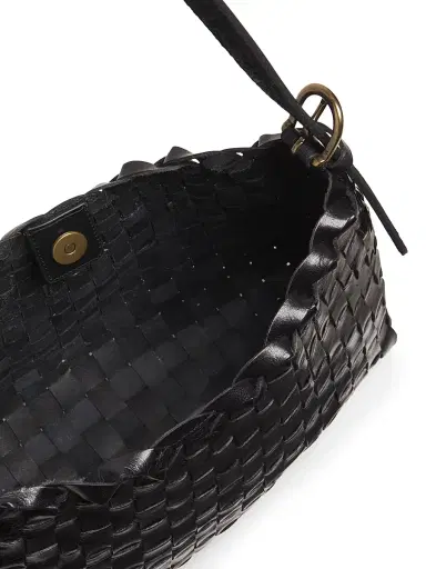 Dragon Diffusion Women's Salvage Woven Leather Hobo Bag - Black | Thumbnail 3 Dragon Diffusion Women's Salvage Woven Leather Hobo Bag - Black | Thumbnail 3