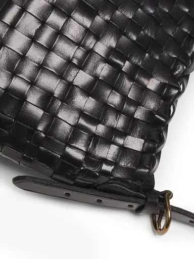 Dragon Diffusion Women's Salvage Woven Leather Hobo Bag - Black | Thumbnail 6 Dragon Diffusion Women's Salvage Woven Leather Hobo Bag - Black | Thumbnail 6