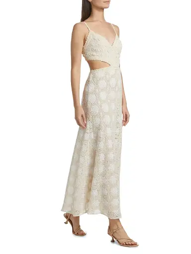 PatBO Women's Crocheted Cut-Out Maxi Dress - Off White | Thumbnail 2 PatBO Women's Crocheted Cut-Out Maxi Dress - Off White | Thumbnail 2
