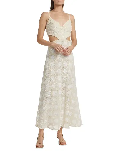 PatBO Women's Crocheted Cut-Out Maxi Dress - Off White | Thumbnail 3 PatBO Women's Crocheted Cut-Out Maxi Dress - Off White | Thumbnail 3