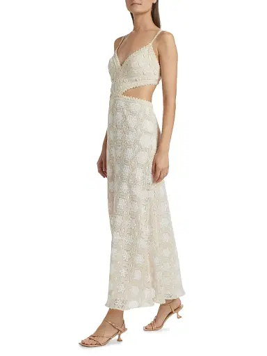 PatBO Women's Crocheted Cut-Out Maxi Dress - Off White | Thumbnail 4 PatBO Women's Crocheted Cut-Out Maxi Dress - Off White | Thumbnail 4