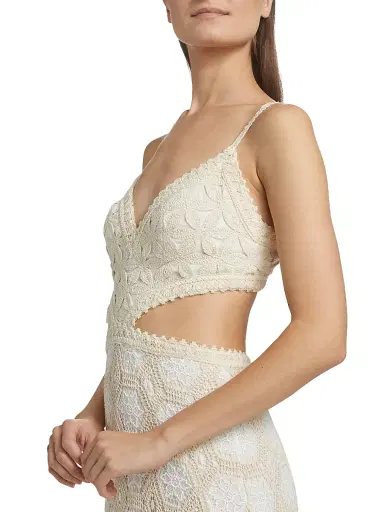 PatBO Women's Crocheted Cut-Out Maxi Dress - Off White | Thumbnail 6 PatBO Women's Crocheted Cut-Out Maxi Dress - Off White | Thumbnail 6