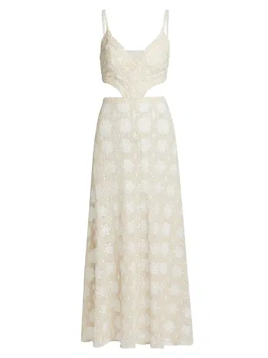 PatBO Women's Crocheted Cut-Out Maxi Dress - Off White | Thumbnail 1 PatBO Women's Crocheted Cut-Out Maxi Dress - Off White | Thumbnail 1