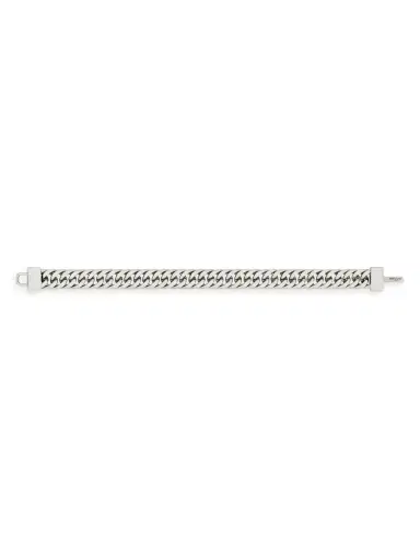 Saint Laurent Men's Curb Chain Bracelet in Metal - Palladium | Thumbnail 2 Saint Laurent Men's Curb Chain Bracelet in Metal - Palladium | Thumbnail 2