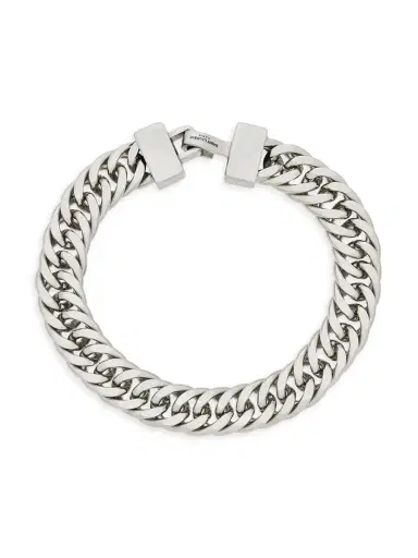 Saint Laurent Men's Curb Chain Bracelet in Metal - Palladium | Thumbnail 3 Saint Laurent Men's Curb Chain Bracelet in Metal - Palladium | Thumbnail 3