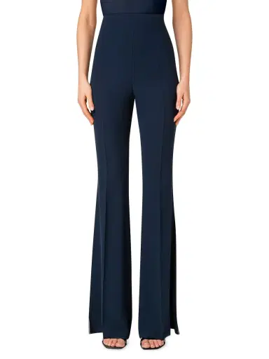 Akris Women's Faralda Flare Silk Georgette Pants - Navy | Thumbnail 1 Akris Women's Faralda Flare Silk Georgette Pants - Navy | Thumbnail 1