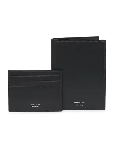 Ferragamo Men's Leather Passport Holder & Card Case Set - Black | Thumbnail 1 Ferragamo Men's Leather Passport Holder & Card Case Set - Black | Thumbnail 1