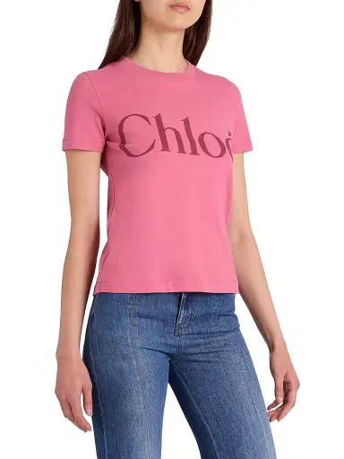 Chloé Women's Logo Cotton T-Shirt - Sweet Pink | Thumbnail 4 Chloé Women's Logo Cotton T-Shirt - Sweet Pink | Thumbnail 4