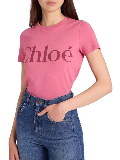 Chloé Women's Logo Cotton T-Shirt - Sweet Pink | Thumbnail 6 Chloé Women's Logo Cotton T-Shirt - Sweet Pink | Thumbnail 6