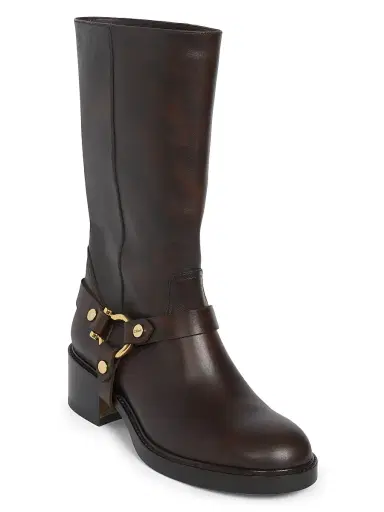 Chloé Women's Dakota Leather Tall Shaft Boots - Oak Brown | Thumbnail 2 Chloé Women's Dakota Leather Tall Shaft Boots - Oak Brown | Thumbnail 2