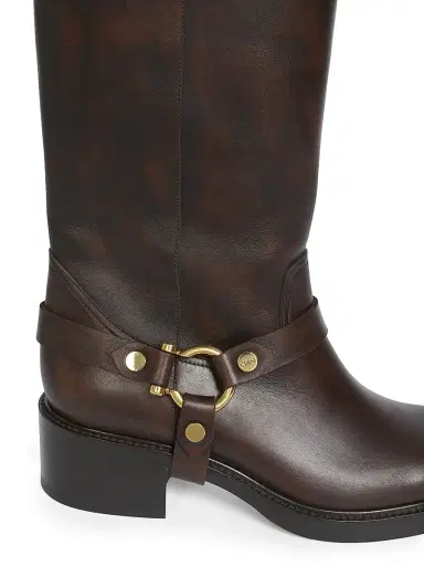 Chloé Women's Dakota Leather Tall Shaft Boots - Oak Brown | Thumbnail 5 Chloé Women's Dakota Leather Tall Shaft Boots - Oak Brown | Thumbnail 5