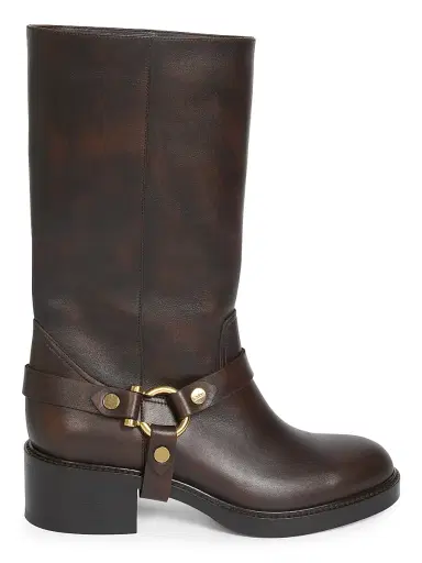 Chloé Women's Dakota Leather Tall Shaft Boots - Oak Brown | Thumbnail 1 Chloé Women's Dakota Leather Tall Shaft Boots - Oak Brown | Thumbnail 1