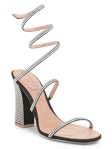 René Caovilla Women's 105MM Cleo Satin Sandals - Black Crystal | Thumbnail 2 René Caovilla Women's 105MM Cleo Satin Sandals - Black Crystal | Thumbnail 2