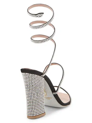 René Caovilla Women's 105MM Cleo Satin Sandals - Black Crystal | Thumbnail 3 René Caovilla Women's 105MM Cleo Satin Sandals - Black Crystal | Thumbnail 3