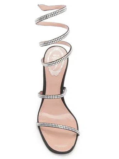 René Caovilla Women's 105MM Cleo Satin Sandals - Black Crystal | Thumbnail 4 René Caovilla Women's 105MM Cleo Satin Sandals - Black Crystal | Thumbnail 4