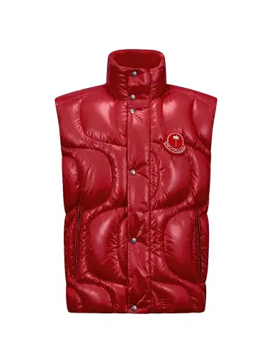 Moncler Genius Men's Moncler x Palm Angels Gwenyth Puffer Vest - Red | Thumbnail 1 Moncler Genius Men's Moncler x Palm Angels Gwenyth Puffer Vest - Red | Thumbnail 1