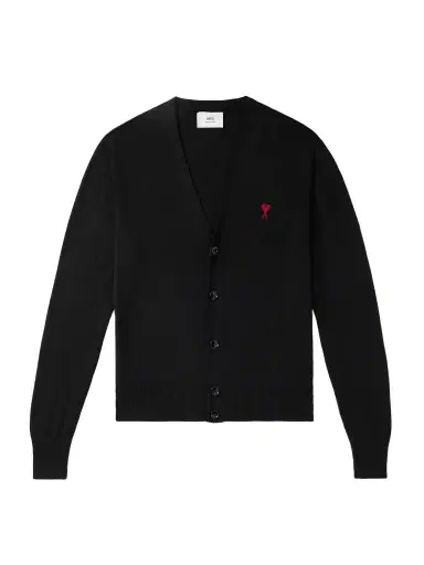 AMI PARIS Slim-Fit Logo-Embroidered Merino Wool Cardigan - Men | Thumbnail 1 AMI PARIS Slim-Fit Logo-Embroidered Merino Wool Cardigan - Men | Thumbnail 1