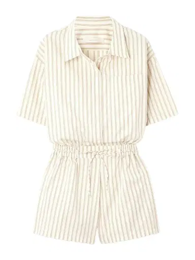 Faithfull Faia Belted Striped Cotton-poplin Playsuit | Thumbnail 1 Faithfull Faia Belted Striped Cotton-poplin Playsuit | Thumbnail 1