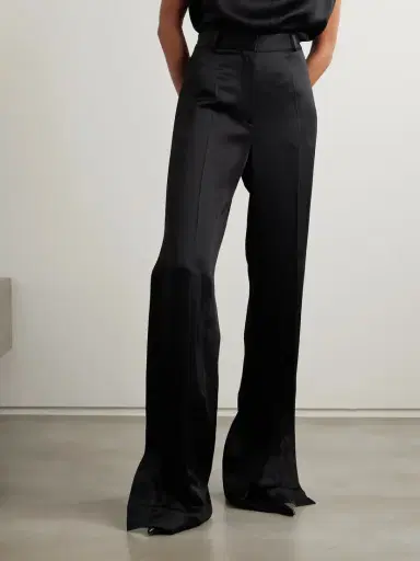 TOTEME Pleated Satin-trimmed Crepe Straight-leg Pants | Thumbnail 3 TOTEME Pleated Satin-trimmed Crepe Straight-leg Pants | Thumbnail 3