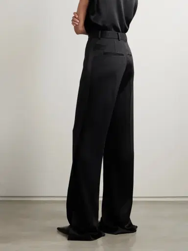 TOTEME Pleated Satin-trimmed Crepe Straight-leg Pants | Thumbnail 4 TOTEME Pleated Satin-trimmed Crepe Straight-leg Pants | Thumbnail 4