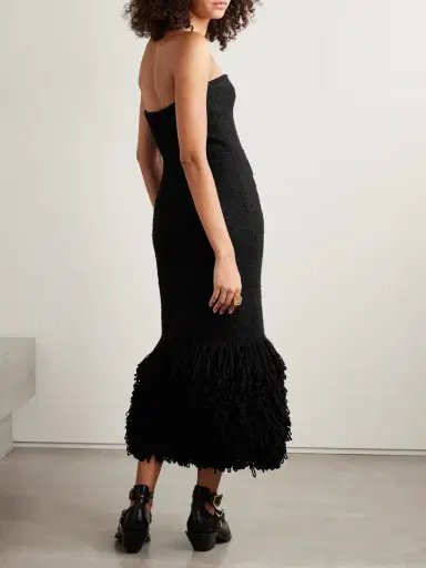Gabriela Hearst Corus Strapless Fringed Cashmere And Silk-blend Midi Dress | Thumbnail 4 Gabriela Hearst Corus Strapless Fringed Cashmere And Silk-blend Midi Dress | Thumbnail 4
