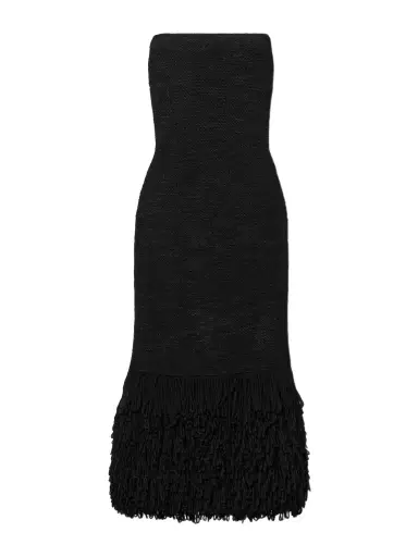 Gabriela Hearst Corus Strapless Fringed Cashmere And Silk-blend Midi Dress | Thumbnail 1 Gabriela Hearst Corus Strapless Fringed Cashmere And Silk-blend Midi Dress | Thumbnail 1