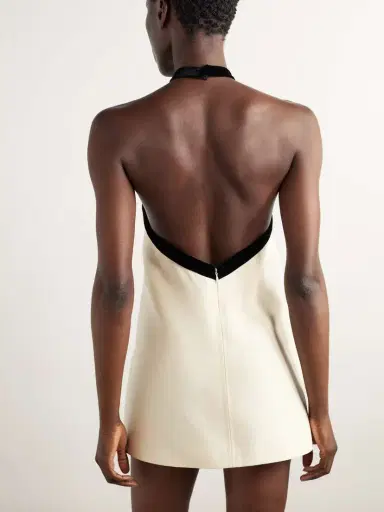 Tom Ford Bow-embellished Velvet-trimmed Wool And Silk-blend Crepe Mini Dress | Thumbnail 3 Tom Ford Bow-embellished Velvet-trimmed Wool And Silk-blend Crepe Mini Dress | Thumbnail 3