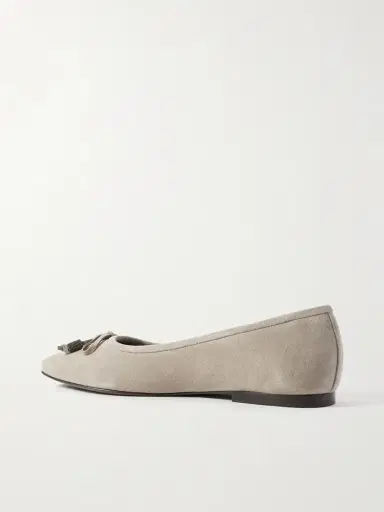 Brunello Cucinelli Bead-embellished Suede Ballet Flats | Thumbnail 3 Brunello Cucinelli Bead-embellished Suede Ballet Flats | Thumbnail 3