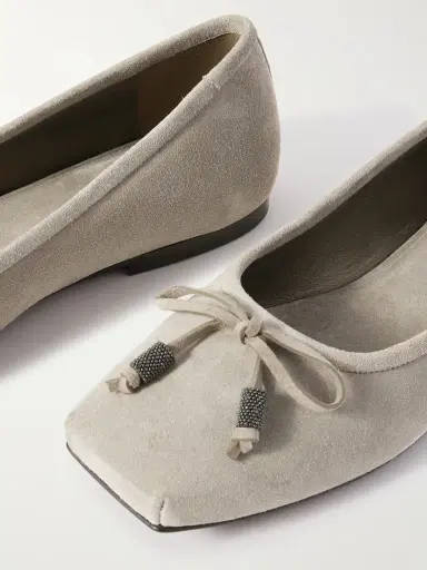 Brunello Cucinelli Bead-embellished Suede Ballet Flats | Thumbnail 4 Brunello Cucinelli Bead-embellished Suede Ballet Flats | Thumbnail 4