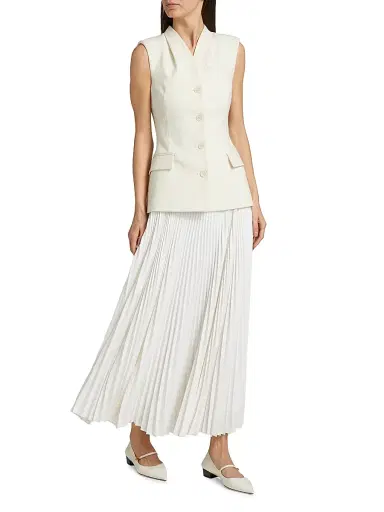 SIMKHAI Women's Georgina Pieced Vest Maxi Dress - White | Thumbnail 2 SIMKHAI Women's Georgina Pieced Vest Maxi Dress - White | Thumbnail 2