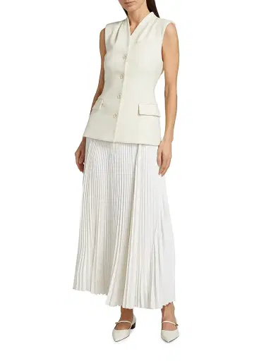SIMKHAI Women's Georgina Pieced Vest Maxi Dress - White | Thumbnail 3 SIMKHAI Women's Georgina Pieced Vest Maxi Dress - White | Thumbnail 3