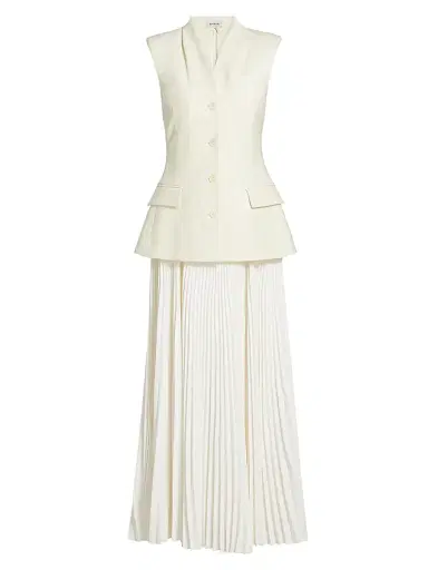 SIMKHAI Women's Georgina Pieced Vest Maxi Dress - White | Thumbnail 1 SIMKHAI Women's Georgina Pieced Vest Maxi Dress - White | Thumbnail 1