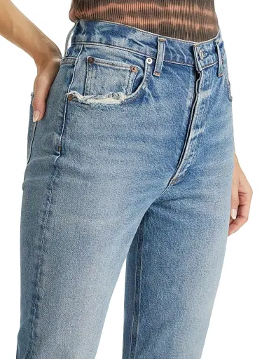 Agolde Women's Riley High-Rise Distressed Straight Crop Jeans - Cove | Thumbnail 6 Agolde Women's Riley High-Rise Distressed Straight Crop Jeans - Cove | Thumbnail 6