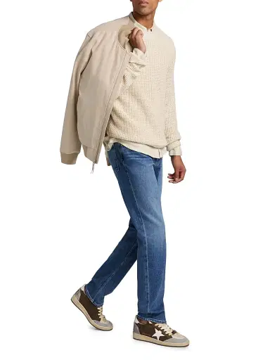 Paige Men's Mylo Waffle-Knit Crewneck Sweater - Heathered Natural | Thumbnail 2 Paige Men's Mylo Waffle-Knit Crewneck Sweater - Heathered Natural | Thumbnail 2