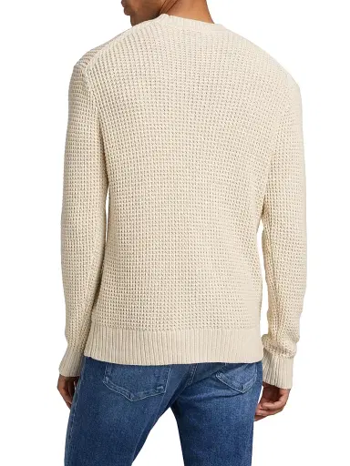 Paige Men's Mylo Waffle-Knit Crewneck Sweater - Heathered Natural | Thumbnail 5 Paige Men's Mylo Waffle-Knit Crewneck Sweater - Heathered Natural | Thumbnail 5