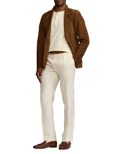Ralph Lauren Purple Label Men's Interlock Henley Shirt - Classic Cream | Thumbnail 2 Ralph Lauren Purple Label Men's Interlock Henley Shirt - Classic Cream | Thumbnail 2