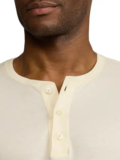 Ralph Lauren Purple Label Men's Interlock Henley Shirt - Classic Cream | Thumbnail 6 Ralph Lauren Purple Label Men's Interlock Henley Shirt - Classic Cream | Thumbnail 6