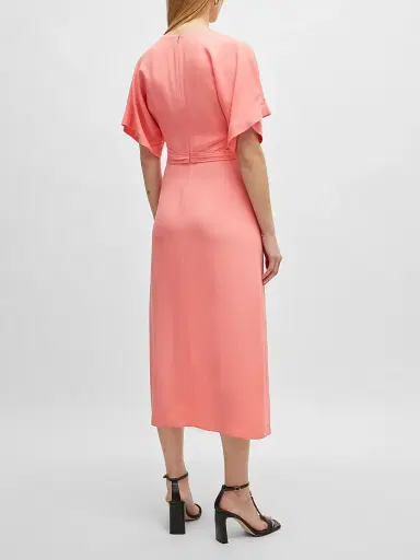 BOSS Women's V-Neck Dress with Waist Detail - Pink | Thumbnail 3 BOSS Women's V-Neck Dress with Waist Detail - Pink | Thumbnail 3