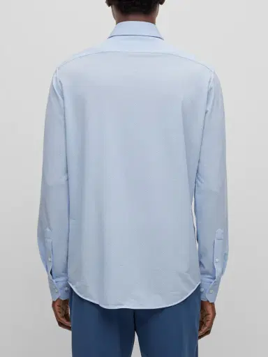 BOSS Men's Regular-Fit Shirt in Structured Performance-Stretch Fabric - Light Blue | Thumbnail 3 BOSS Men's Regular-Fit Shirt in Structured Performance-Stretch Fabric - Light Blue | Thumbnail 3