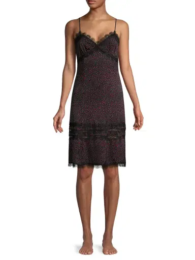 Kiki de Montparnasse Women's Stretch Silk Print Slip Dress - Black Red | Thumbnail 2 Kiki de Montparnasse Women's Stretch Silk Print Slip Dress - Black Red | Thumbnail 2