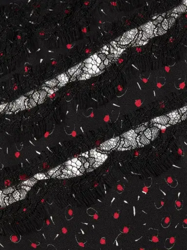 Kiki de Montparnasse Women's Stretch Silk Print Slip Dress - Black Red | Thumbnail 4 Kiki de Montparnasse Women's Stretch Silk Print Slip Dress - Black Red | Thumbnail 4