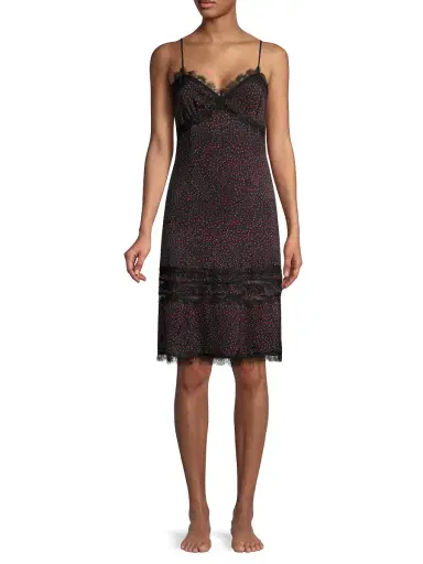 Kiki de Montparnasse Women's Stretch Silk Print Slip Dress - Black Red | Thumbnail 1 Kiki de Montparnasse Women's Stretch Silk Print Slip Dress - Black Red | Thumbnail 1