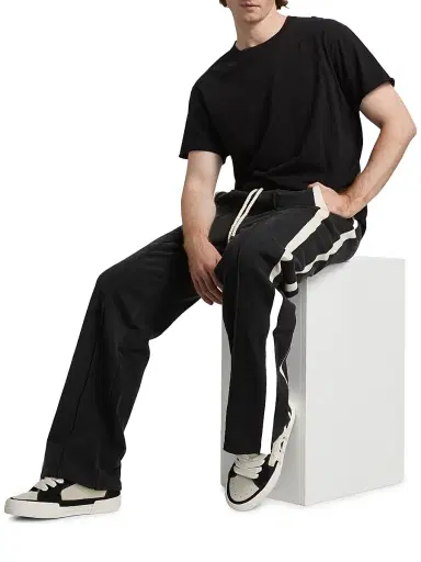 Nahmias Men's Heavy Cotton Track Pants - Worn Black | Thumbnail 2 Nahmias Men's Heavy Cotton Track Pants - Worn Black | Thumbnail 2