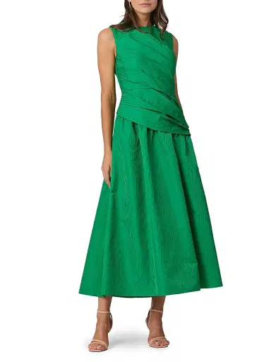 Shoshanna Women's Gabriele Moire Draped Maxi Dress | Thumbnail 2 Shoshanna Women's Gabriele Moire Draped Maxi Dress | Thumbnail 2