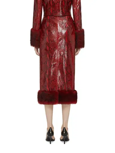 Givenchy Women's Skirt in Python Print Leather and Fur - Burgundy Red | Thumbnail 3 Givenchy Women's Skirt in Python Print Leather and Fur - Burgundy Red | Thumbnail 3